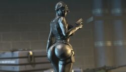 armor ass ass_focus assassin big_ass big_breasts black_clothing black_mesa black_ops_(half-life) black_ops_assassin bodysuit half-life half-life_2 latex looking_at_viewer looking_back night_vision_goggles pistol u/otherfootball4636