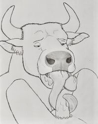 anthro bodily_fluids bovid bovine cattle dripping duo fellatio genital_fluids genitals graphite_(artwork) head_between_legs hgythshs hi_res horn licking long_tongue male male/male mammal monochrome oral pencil_(artwork) penile penis penis_lick penis_on_tongue precum precum_drip prehensile_tongue saliva saliva_on_penis saliva_on_tongue sex sloppy snout tongue tongue_on_penis tongue_out tongue_wrap tonguejob traditional_media_(artwork)