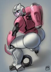 1girls 2d_(artwork) arcee arcee_(bumblebee_movie) artist_logo ass autobot big_ass big_butt bubble_ass bubble_butt bumblebee_movie color drawn female female_autobots female_only giant_ass gynoid huge_ass looking_at_viewer looking_back rear_view robot robot_girl robot_humanoid solo squatting transformers zestysauce