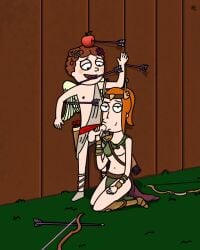 1boy 1girls archery arrows blowjob female funny male rick_and_morty