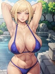 ai_generated areola_slip areolae armpits arms_up big_areola big_ass big_breasts big_butt big_nipples bikini blonde_hair cum cum_on_breasts hi_res highres hpeq huge_ass huge_breasts huge_nipples mitsuki_bakugou my_hero_academia onsen puffy_nipples red_eyes stable_diffusion thick voluptuous voluptuous_female wet_body wet_skin