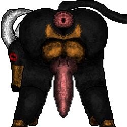 anus ass backsack balls canid canine canis digital_media_(artwork) domestic_dog fan_character feral generation_2_pokemon genitals houndoom knot looking_at_viewer looking_back male mammal nintendo penis pixel_(artwork) pokemon pokemon_(species) rear_view solo surprised_expression transparent_background tyr unitybeast