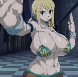 1girls abs athletic athletic_female blonde_hair bra breasts digital_media_(artwork) dratvan edit edited edited_screencap exposed_midriff fairy_tail female fighting_pose fighting_stance huge_breasts lucy_heartfilia midriff screencap screenshot screenshot_edit skimpy skimpy_clothes solo tagme venus_body