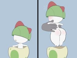 blush comedy cute dizzytizzy egg egg_shell highres pokémon_(species) pokemon ralts size_difference small tagme young