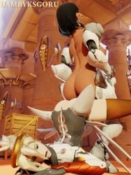 3d animated bambyksgoru double_dildo mercy overwatch pharah pharmercy tagme video yuri