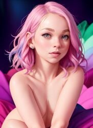 ai_generated blonde_hair blue_hair celebrity emma_myers enid_sinclair nude pink_hair small_breasts teasing the_addams_family topless wednesday_(netflix)