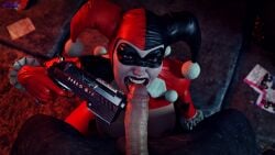 3d batman:_arkham_knight batman_(series) clown_girl dc dc_comics gun harley_quinn harley_quinn_(classic) harley_quinn_(injustice) huge_breasts huge_cock injustice_2 makeup reverse_rape sfmlover22