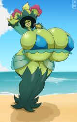 adriana_(rubyqm) big_breasts bikini breast_expansion breasts_bigger_than_head huge_breasts ludicolo maractus pokémon_(species) pokemon takano_(artist) thick_thighs