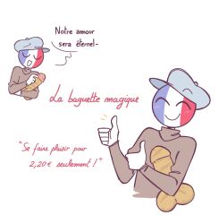 1boy blush bread countryhumans france_(countryhumans) french_text humor lemonpy male simple_background text translated white_background