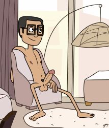 erection first_porn_of_character first_porn_of_franchise glasses looking_out_window male male_only masameer_county naked onlyboney penis sitting_on_chair tanweer toony