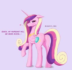 absurd_res alicorn anatomically_correct anatomically_correct_genitalia anatomically_correct_pussy animal_genitalia animal_pussy anus ass bedroom_eyes blonde_hair clitoral_winking clitoris cutie_mark dialogue dock english_text equid equine equine_genitalia equine_pussy female feral folded_wings friendship_is_magic genitals hair hasbro heart hi_res horn in_heat jarco_082 looking_back mammal mature_female mature_feral multicolored_hair multicolored_tail my_little_pony narrowed_eyes pink_body pink_hair pink_tail princess_cadance_(mlp) purple_background purple_eyes purple_hair purple_tail pussy seductive signature simple_background solo tail text tongue tongue_out wings yellow_tail