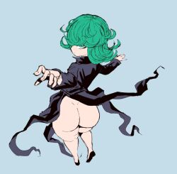 1girls ass big_ass bottomless bubble_butt butt_crack clothing dreaminerryday dress green_hair no_panties one-punch_man solo tatsumaki thick_thighs