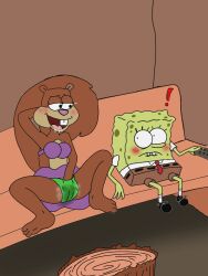 brown_body buckteeth female_masturbation fingering furry horny legs_apart male masturbation meme nickelodeon pussy sandy_cheeks sea_sponge sitting sitting_down smooth_skin spanky15 spongebob_squarepants spongebob_squarepants_(character) squirrel tail underwear yellow_body