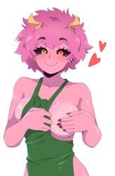 apron big_breasts breasts_out dashi_art mina_ashido my_hero_academia pink_female short_pink_hair