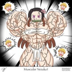 biceps big_muscles danodrawings demon_slayer digital_media_(artwork) extreme_muscles female female_only flexing_arms flexing_bicep flexing_muscles hyper_muscles kamado_nezuko kimetsu_no_yaiba light-skinned_female muscle muscle_tone muscles muscular_female vascular veiny_muscles