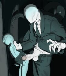 clothes creepypasta kogito male male_focus male_only penis_out slenderman suit tentacle y/n