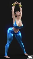 1girls 3d big_ass big_breasts cammy_stretch capcom chun-li clothed clothed_female clothes clothing female female_only hagiwara_studio mature_female milf solo straight_hair street_fighter street_fighter_6 tagme thick_thighs tight_clothing tights