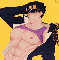 exposed_nipples gomi-cake jjba jojo jojo's_bizarre_adventure jotaro_kujo male stardust_crusaders yaoi