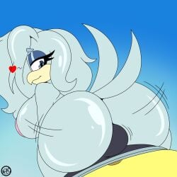 ass ass_focus avian beak big_ass breasts bubble_ass bubble_butt bulge caked_up cheeks dry_humping faceless_male female grinding heart hot_dogging light_blue_body nr_ac oc original_character smile tail teasing