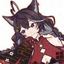 brown_hair female momotexx_(vtuber) pointy_chin red_eyes virtual_youtuber vyugen wolf_ears wolf_girl wolf_tail