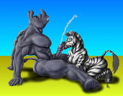 1998 abs anthro ass biceps big_penis blue_eyes bodybuilder breasts cum cumshot equine eyes female hooves huge_cock lips male muscles oral oral_sex orgasm pecs penis rhino serratus_anterior straight zebra