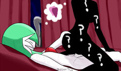 1boy 1girls ? female female_on_top female_penetrated gardevoir heart male male/female male_gardevoir male_penetrating male_penetrating_female male_pokemon nintendo pokémon_(species) pokemon pokemon_(species) pokemon_rse reverse_cowgirl_position tagme thinking
