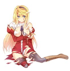 blush breasts clothing freezing_(series) large_breasts nipples panties pointy_chin satellizer_el_bridget torn_clothes underwear