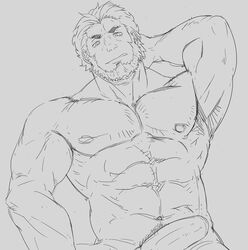 boner erection fate/zero fate_(series) iskandar_(fate) male_only monochrome nude rider solo solo_male tagme