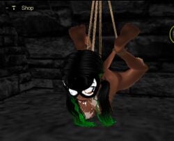 dark-skinned_female imvu mask spider_girl submissive_female suspension