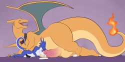 anthro bodily_fluids charizard covertcanine cum cum_on_arm cum_pool dragon firondraak fisting generation_1_pokemon genital_fluids genitals hand_on_butt hi_res humanoid_genitalia humanoid_penis licking looking_pleasured nintendo open_mouth oral penetration penile penis penis_lick pokemon pokemon_(species) sex simple_background size_difference tongue tongue_out urethral urethral_bulge urethral_fisting urethral_penetration wings