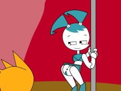 accurate_art_style animated anus ass brad_carbunkle dancer female jenny_wakeman metallic_bikini my_life_as_a_teenage_robot nickelodeon pussy robot robot_girl spanky15 stripper_pole