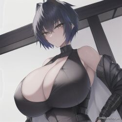 ai_generated huge_breasts op_ai short_hair tomboy