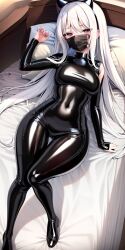 1girls ai_generated big_ass big_breasts black_latex bodysuit caelxn large_ass large_breasts latex latex_suit long_hair looking_at_viewer pink_eyes stable_diffusion thick_ass thick_thighs white_hair