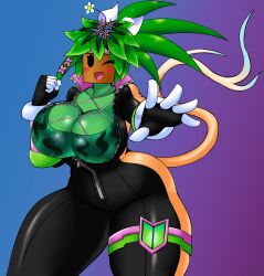 big_ass big_breasts blaster_master blaster_master_zero_2 bodysuit huge_breasts kanna_(blaster_master) plantie wide_hips