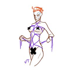 bondage female female_only femdom moira moira_o'deorain overwatch overwatch_2 pinup shibari_bondage