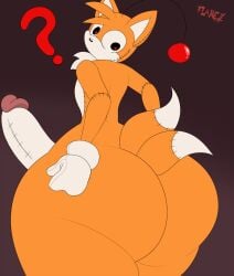 ? anthro ass big_penis confusion doll erect_penis flamez hand_on_ass hand_on_butt hyper_ass looking_at_viewer looking_back no_mouth orange_fur question_mark sega sonic_(series) sonic_the_hedgehog_(series) stitched tagme tails tails_doll thick_thighs wide_hips