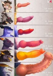 big_penis charizard chart comparing_penis dragon furry hyper_penis knot male multiple_boys pokemon pokemon_(species) scar size_difference text tongue_out vinyanko wolf