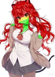 1girls aesthetic bolivia_(countryhumans) countryhumans countryhumans_girl female red_hair safe school_uniform sfw simple_background white_background