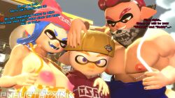 1girls 2boys age_difference bisexual breasts_out daddy_kink dilf inkling inkling_boy inkling_girl large_breasts large_pecs milf mommy_kink naughtyxink splatoon tagme