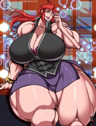 1girls breasts_bigger_than_head female gigantic_breasts glasses huge_ass huge_breasts large_thighs lorelei_(pokemon) lorelei_(pokemon_frlg) muscular muscular_female muscular_thighs osmar-shotgun pokemon red_hair solo thick_thighs wide_hips