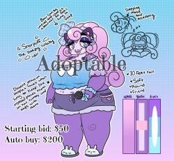 1girls adoptable animal_ears big_breasts blue_eyes breasts clothed english_text fat female female_only fully_clothed furry gradient_background gradient_hair jinx_doodle lips multicolored_hair obese pink_hair purple_hair shorts solo tagme text