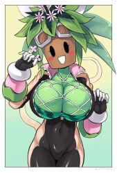 big_breasts blaster_master blaster_master_zero_2 bodysuit breasts huge_breasts kanna_(blaster_master) plant_girl plantie tail tight_clothing