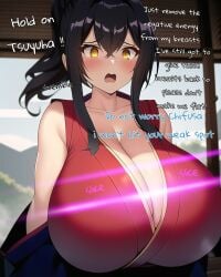 ai_generated breast_reduction breast_shrinking flat_chested flatifier giant_breasts huge_breasts manyuu_chifusa manyuu_hikenchou original original_character tagme