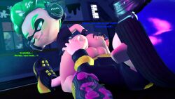 2boys 3d 3d_(artwork) animal_humanoid anthro cephalopod cephalopod_humanoid cuttlefrsh_(splatoon) dialogue gay goggles_(splatoon) humanoid inkling inkling_boy looking_at_partner male male_focus male_only mask_(marking) naughtyxink nintendo penis pointy_ears pseudo_hair splatoon splatoon_(series) squid tagme tentacle tentacle_hair text yaoi