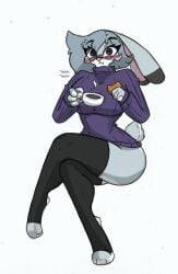 anthro ass big_breasts big_butt blush bottomless breasts clothed clothing disney female hi_res legwear pace-maker small_waist solo thigh_highs violet_hopps wide_hips zootopia