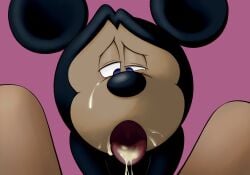 anthro bodily_fluids cum cum_in_mouth cum_inside disney genital_fluids hi_res male mammal mickey_mouse mickeyryona mouse murid murine open_mouth rodent tongue