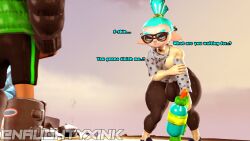 1boy 3d 3d_(artwork) dialogue gay gera_the_inkling inkling inkling_boy male male_focus male_only naughtyxink penis ripped_clothing rui_(splatoon) splatoon super_smash_bros. tagme text the_big_dicked_lime_inkling yaoi