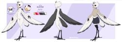 absurd_res anthro avian bird close-up clothed clothing eyewear female flat_chested footwear freckles genitals glasses hi_res model_sheet multiple_images nude pink_eyes pussy signature socks solo talons w4g4 white_body winged_arms wings