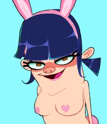 bangs_over_eyes black_hair bunny_ears bunny_tail fanboy_and_chum_chum heart_pasties lingerie lipstick nickelodeon small_breasts yo