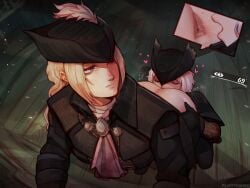 2girls anilingus anus anus_focus anus_kissing anus_lick ass ass_eating ass_focus ass_kiss ass_lick ass_licking blonde_hair bloodborne clothed eating_ass female fluffydango fromsoftware green_eyes hat hi_res hunter_(bloodborne) lady_maria_of_the_astral_clocktower large_ass light-skinned_female light_skin long_hair multiple_girls pale-skinned_female pale_skin pants_down rimming short_hair white_hair yuri